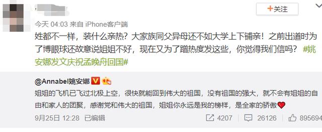 孟晚舟和姚安娜是一个妈妈（孟晚舟回国姚安娜写错字被嘲）(9)