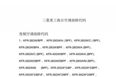​三菱重工多联空调故障代码