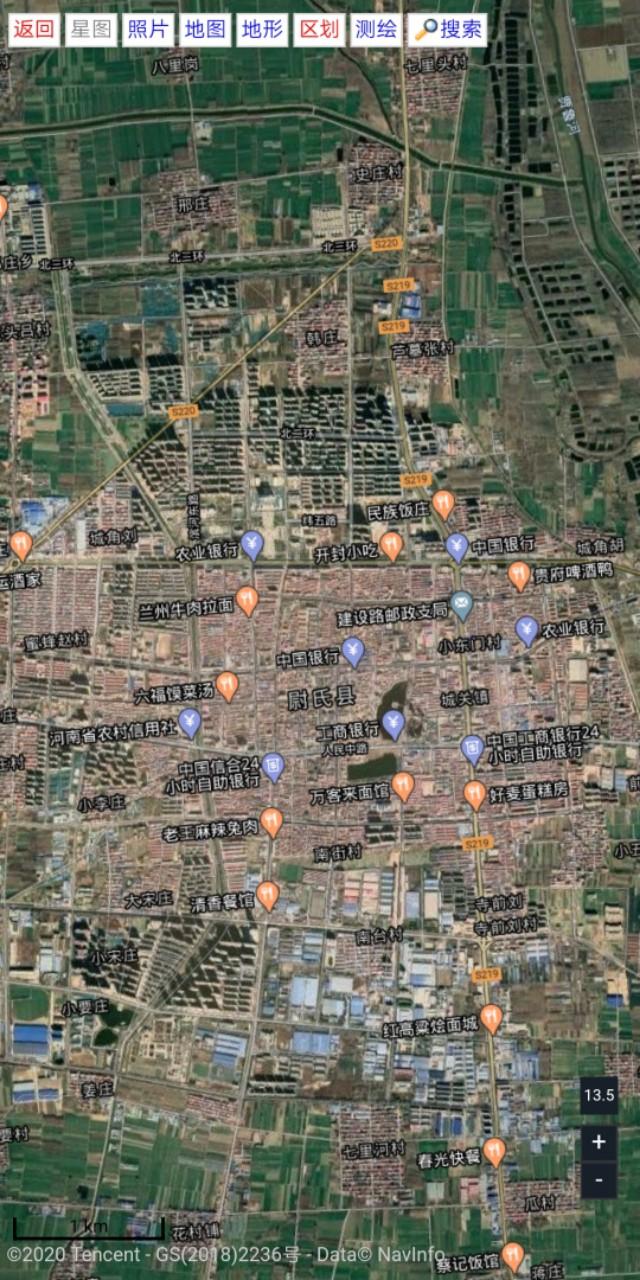 开封市区图一览 从卫星地图上看看古城开封4县(2)