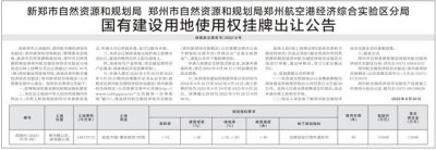​郑州各区县土地出让（郑州约222亩批发市场用地挂牌出让）