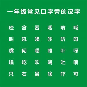 ​口字旁的字有哪些字呢（一年级口字旁知识点，一年级口字旁汉字）
