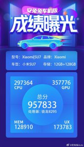 ​还不如“杂牌电车”？小米SU7车机跑分曝光