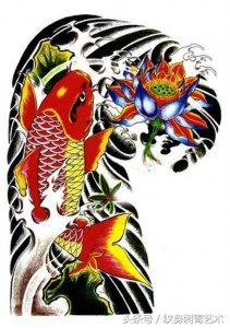 ​招财锦鲤纹身手稿，保佑你今年发财、走大运